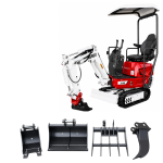 AGROX Austria Edition X-06 Benzin-Minibagger 640 kg mit Schaufelpaket – kompakter Kettenbagger mit Loncin 9,2 PS Motor, Schutzdach