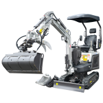 NEU Rhinoceros KS10-8 Diesel Mini-Bagger – 10 PS, 1 Zylinder Motor inkl. Schaufelpaket – 200 mm, 380 mm, Schnellwechsler, Hydraulischen Daumen Greifer