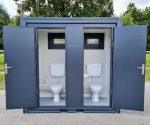 WC Sanitärcontainer mit Doppelkabine - für Mann und Frau - Anthrazit – Bild 2