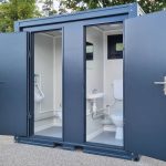 WC Sanitärcontainer mit Doppelkabine - für Mann und Frau - Anthrazit