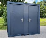 WC Sanitärcontainer mit Doppelkabine - für Mann und Frau - Anthrazit – Bild 3