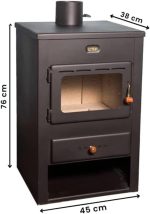 Prity K1 Kaminofen – 9,5 kW – Kompakter, freistehender Holzofen – Mit Gussplatte & Holzfach – Graphitschwarz – Effiziente Heizlösung – Bild 2