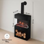 KAMINIO Henri Elektrokamin mit Kaminrohr – 1800W – 3D-Flammeneffekt & Fernbedienung – Stilvolle Heizlösung für Wohn- & Schlafzimmer – In Schwarz & Weiß erhältlich – Bild 6