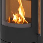 H&M Germany EVO 2.1 Kaminofen – 7 kW – Moderner Design-Kamin mit Panoramasicht – Integriertes Holzfach mit Tür – Energieeffizienzklasse A – Flexible Rauchrohr-Anschlüsse