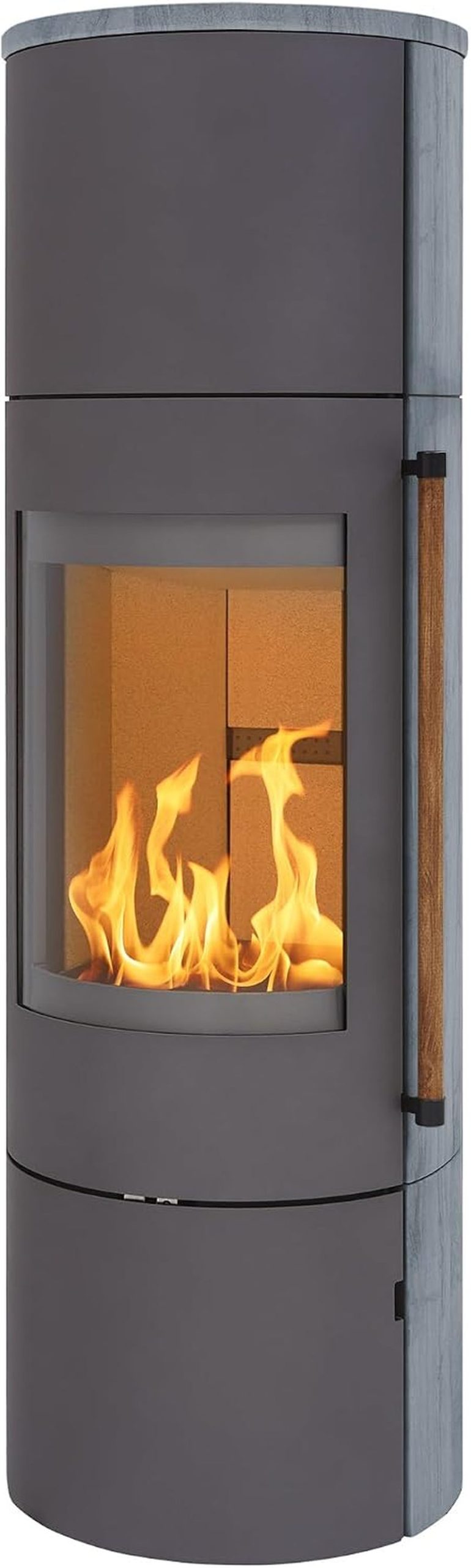 2e2ffba7584091ee1eab4543262e0196-scaled-1-1.jpg H&M Germany EVO 2.1 XL Kaminofen – 7 kW – Moderner Rundkamin mit Naturstein-Verkleidung – Titanium-Design – Integriertes Holzfach – Energieeffizienzklasse A – Bild 1
