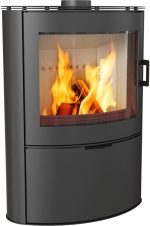Kratki AB 2 (KOZA/AB/S/2) Kaminofen – 10 kW – Modernes ovales Design – Schwarz – Mit TERMOTEC-Speicher – Externe Luftzufuhr – Hocheffizient