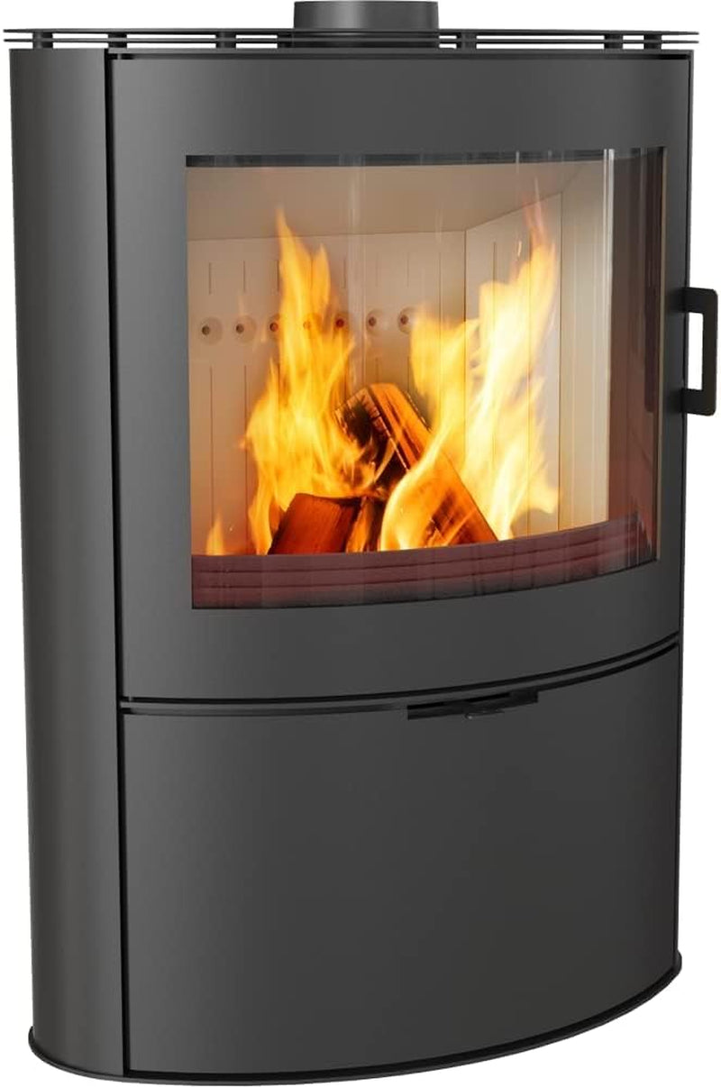 3a201b3e4fae9c4891e7fef51c219dee-1.jpg Kratki AB 2 (KOZA/AB/S/2) Kaminofen – 10 kW – Modernes ovales Design – Schwarz – Mit TERMOTEC-Speicher – Externe Luftzufuhr – Hocheffizient – Bild 1