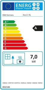 H&M Germany EVO 2.1 XL Kaminofen – 7 kW – Moderner Rundkamin mit Naturstein-Verkleidung – Titanium-Design – Integriertes Holzfach – Energieeffizienzklasse A – Bild 8