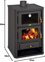 Prity FG Holzherd mit Backofen und Holzfach – 14 kW, Graphitschwarz – Bild 7