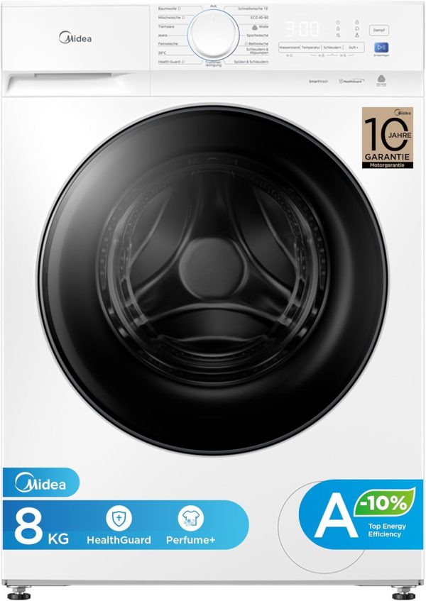 Midea V3 Frontlader Waschmaschine | 8kg - 10kg | 1400 U/Min | Dampffunktion | Klasse A-10%