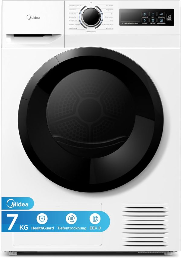 Midea MD11EH Wärmepumpentrockner | 7kg - 8kg | Knitterschutz | Sensor-Trocknung | Klasse D