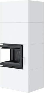 KRATKI Simple Box Kamin – 8 kW – Moderner Eck-Kaminbausatz – Weißes Stahldesign – 2-seitige Panoramascheibe – Energieeffizienzklasse A – Schnelle Montage – Bild 8