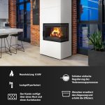 KRATKI Simple Box Kamin – 8 kW – Moderner Eck-Kaminbausatz – Weißes Stahldesign – 2-seitige Panoramascheibe – Energieeffizienzklasse A – Schnelle Montage – Bild 3