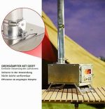 XCMAN Camping-Holzofen – Kompakter Edelstahl-Zeltofen für Backpacker – Faltbar & Transportabel – Inklusive 7-teiligem Schornstein & Seitenablagen – Ideal für Wintercamping, Eisfischen & Outdoor-Abenteuer – Bild 4