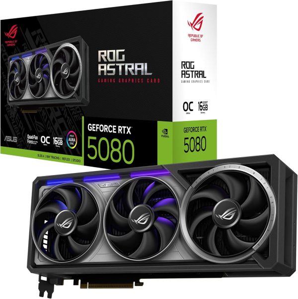 ASUS ROG Astral GeForce RTX 5080 OC Edition | 16GB GDDR7 | 90YV0LV0-M0NA00 | PCIe 5.0 | Quad-Fan 3.8-Slot