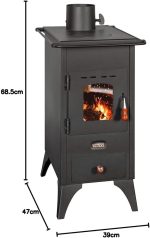 OtoSystem Mini SP Kaminofen – 5,2 kW – Kompakter, freistehender Holzofen – Mit Schamott-Auskleidung & Gussrost – Graphitschwarz – Bild 10