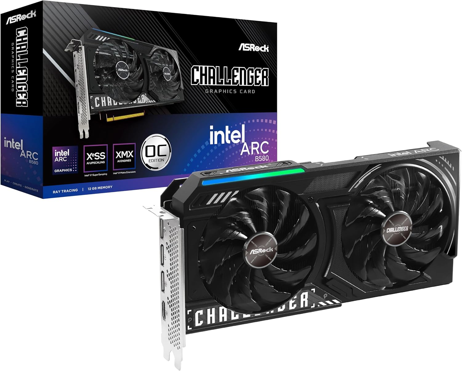 81igM3aW65L._AC_SL1500.jpg ASRock Intel Arc B580 Challenger 12GB GDDR6 | 90-GA5LZZ-00UANF | Dual-Fan | 8K Unterstützung – Bild 1