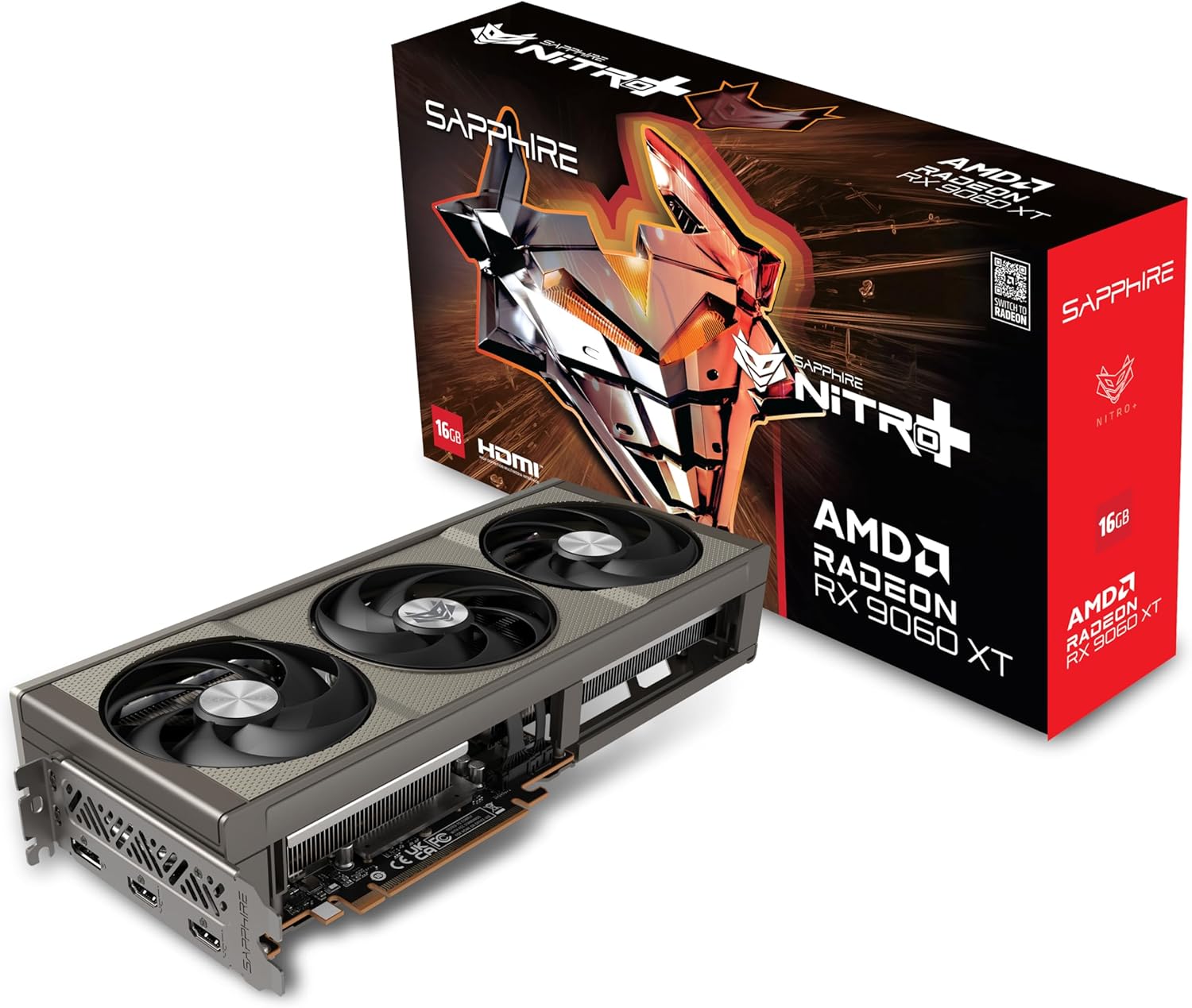 81tZEIhVMUL._AC_SL1500.jpg Sapphire Nitro+ AMD Radeon RX 9060 XT Gaming OC | 16GB GDDR6 | 11350-01-20G | RDNA 4 | 3320 MHz Boost – Bild 1