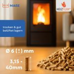 HEIZFUXX Premium Holzpellets (Blau) – 300 kg Palette (20 x 15 kg Säcke) – 6 mm Weichholz-Pellets, ENplus A1 zertifiziert, hoher Heizwert & aschearm – Bild 4