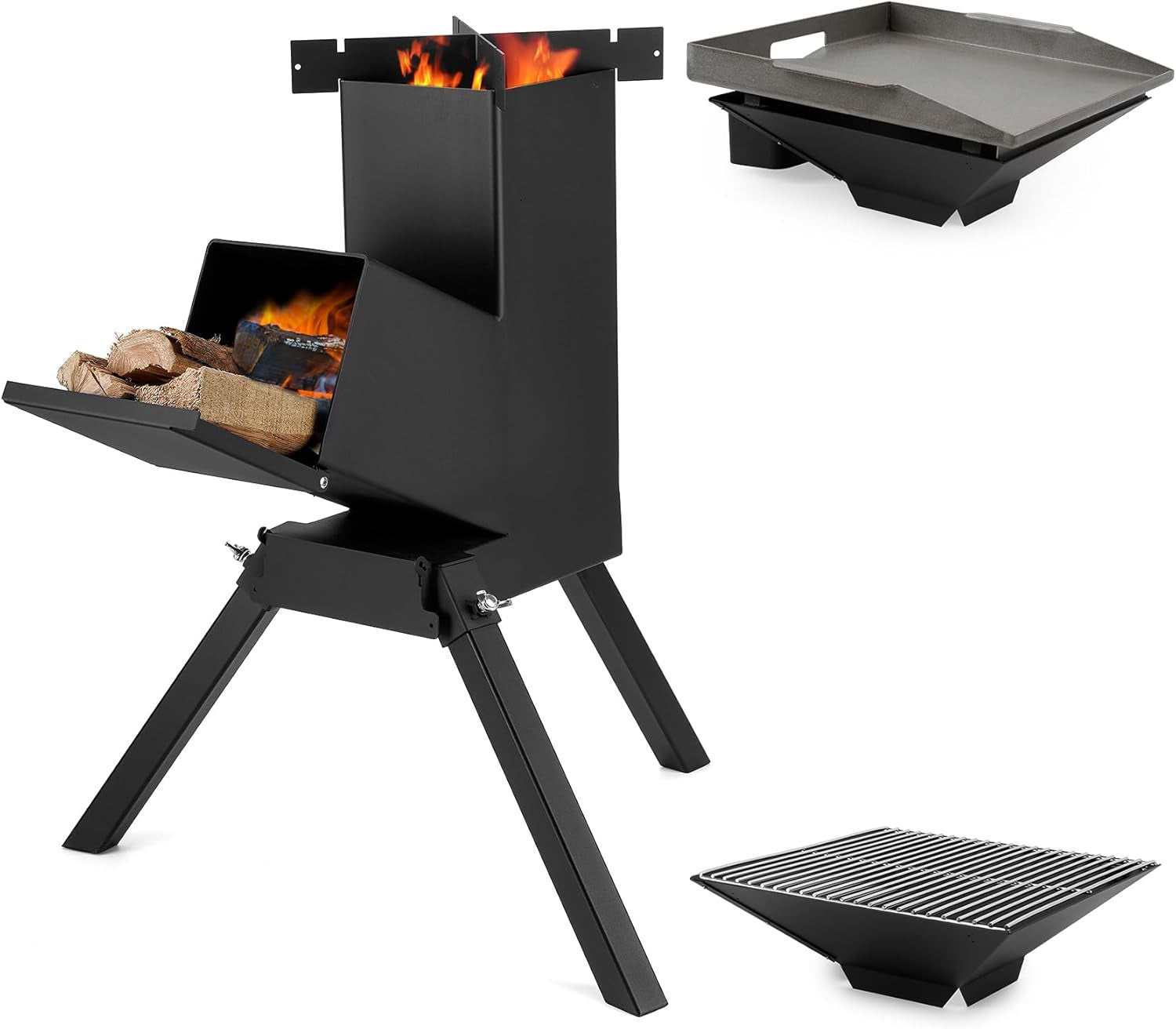 bf75ce820a9b00bcde1c0f641f7a29b0-1.jpg Stanbroil 3-in-1 Raketenofen – Outdoor-Campingkocher für Holz mit Grillrost und Kochplatte – Bild 1