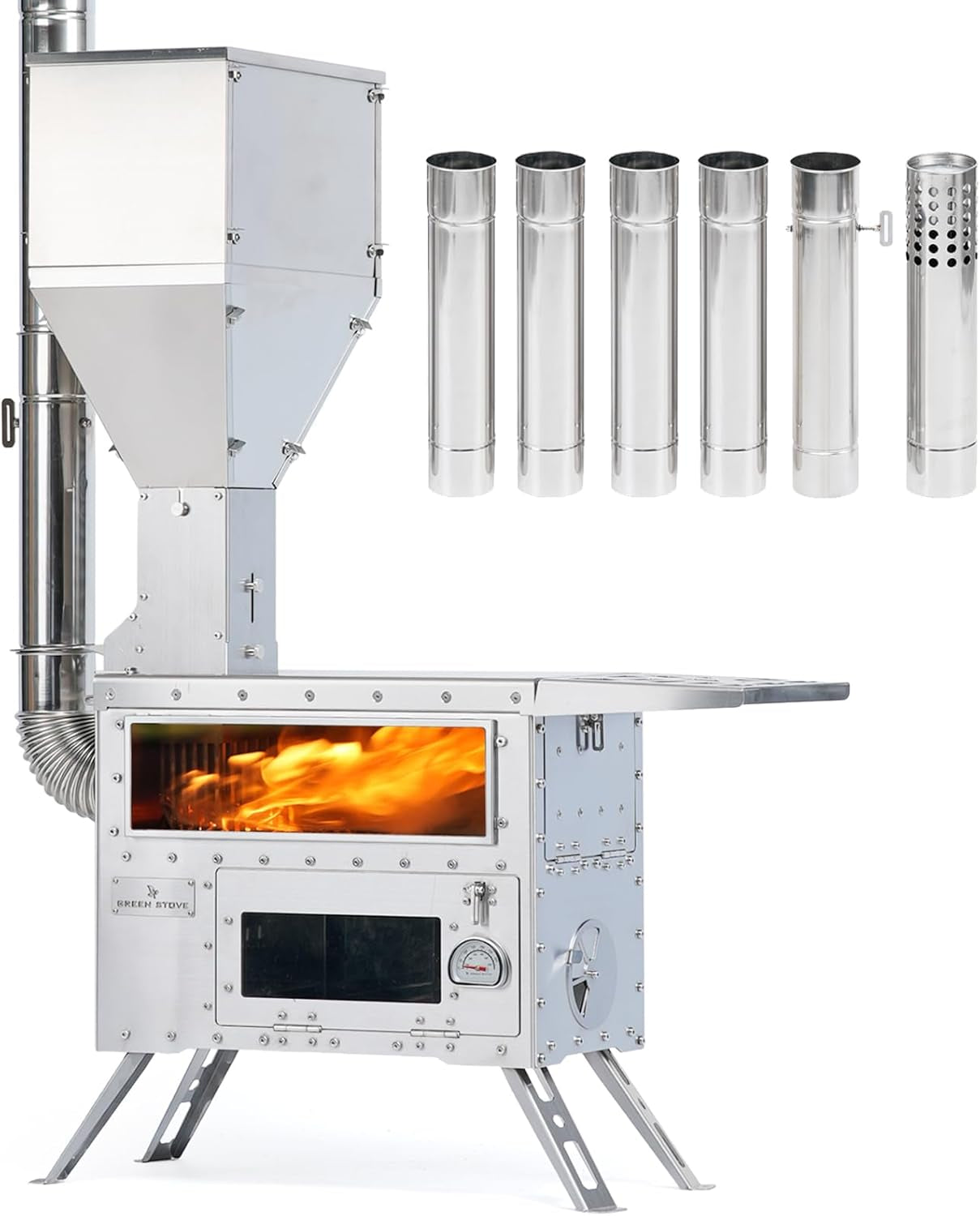c7adaf83b111800ae9616049b4c07946-1.jpg GREEN STOVE Tragbarer Edelstahl-Pellet- & Holzofen für Zelte – Bild 1