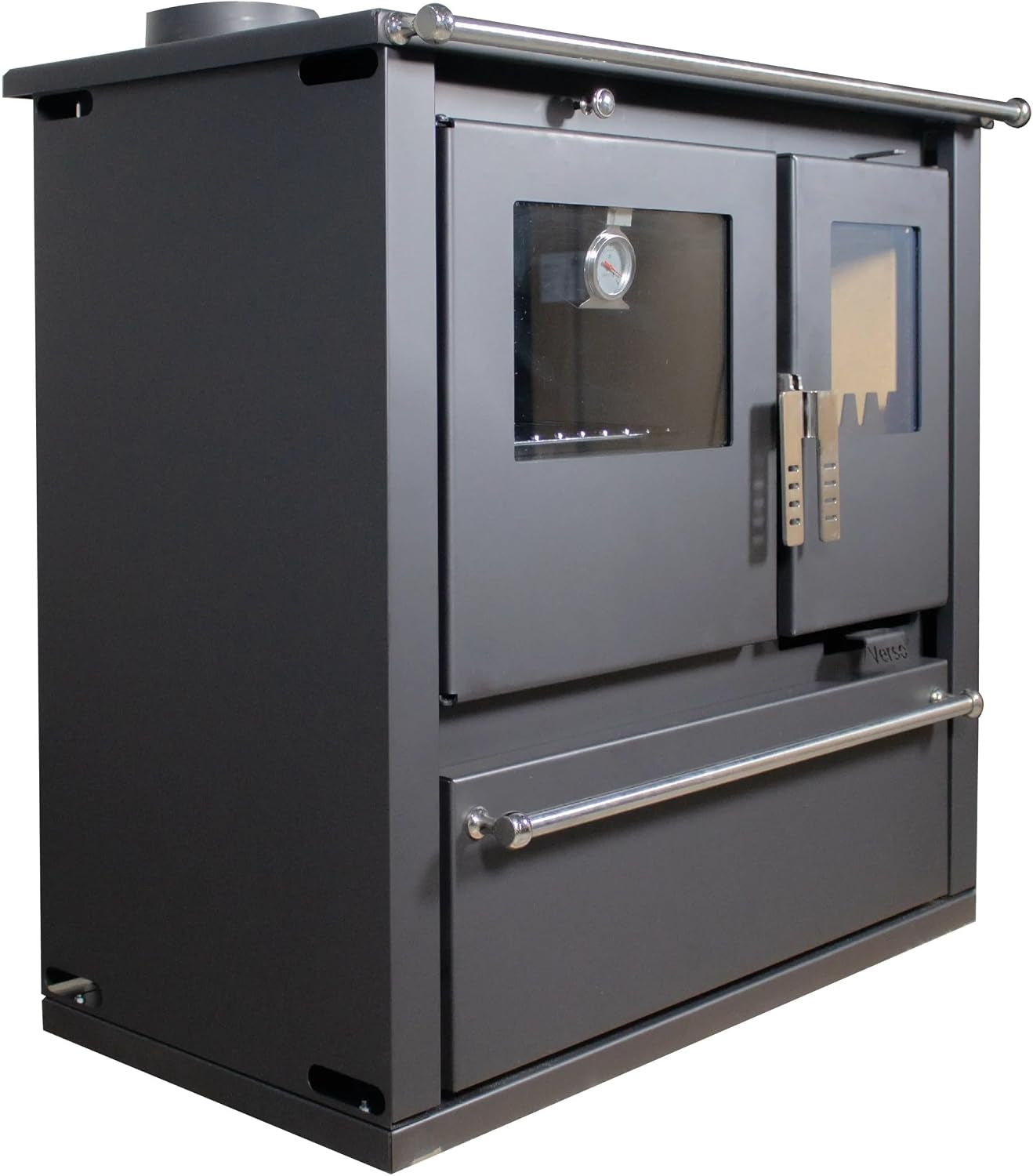 e6eb26121fd40a5c3fb072031f69dd2d-1.jpg Nana IF „Verso CS Plus“ Küchenherd – 7,7 kW – Freistehender Kaminofen mit Backfach & Kochplatte – Energieeffizienzklasse A+ – Umweltfreundlich (EcoDesign 2022) – Modernes Design in Schwarz – Bild 1