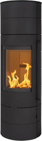 H&M Germany EVO 3.0 XL Kaminofen – 7 kW – Moderner Rundkamin in Schwarz – Panorama-Sichtfenster – Energieeffizienzklasse A – Integriertes Holzfach – Optionale Wärmespeicherung – Bild 2