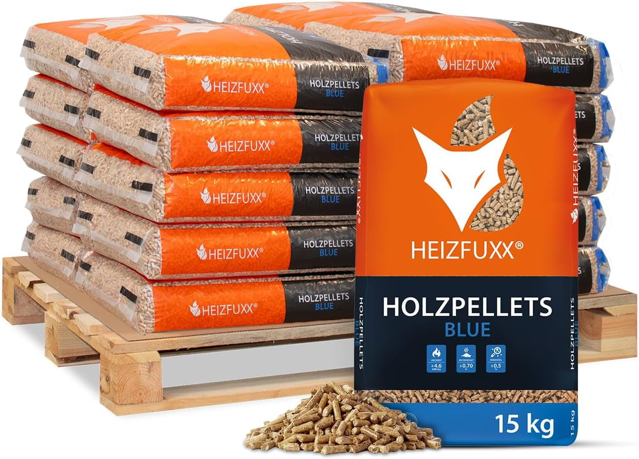 e7100a777c19fc108e35a0c7e1575356-1.jpg HEIZFUXX Premium Holzpellets (Blau) – 300 kg Palette (20 x 15 kg Säcke) – 6 mm Weichholz-Pellets, ENplus A1 zertifiziert, hoher Heizwert & aschearm – Bild 1