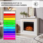 BALDERIA Finn Elektrokamin mit Kaminsims – 2000W – 3D-Flammeneffekt & 13-farbige Ambientebeleuchtung – Inkl. Fernbedienung – Bild 5