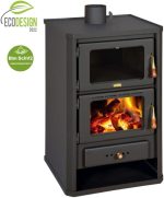 Prity FG Holzherd mit Backofen und Holzfach – 14 kW, Graphitschwarz – Bild 2