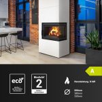 KRATKI Simple Box Kamin – 8 kW – Moderner Eck-Kaminbausatz – Weißes Stahldesign – 2-seitige Panoramascheibe – Energieeffizienzklasse A – Schnelle Montage – Bild 2