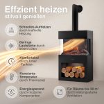 KAMINIO Henri Elektrokamin mit Kaminrohr – 1800W – 3D-Flammeneffekt & Fernbedienung – Stilvolle Heizlösung für Wohn- & Schlafzimmer – In Schwarz & Weiß erhältlich – Bild 4